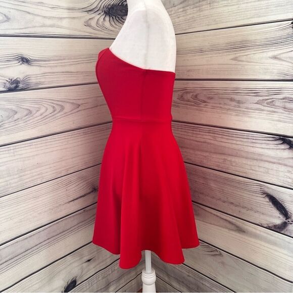 Lulus Red Strapless Deep V Neckline Fit & Flare Dress - Picture 6 of 10